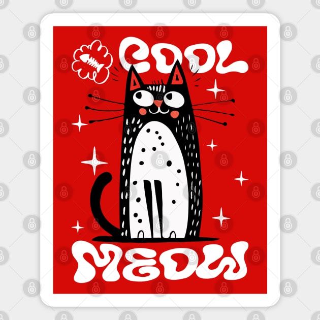 Cool Meow, Cute Cat Magnet by Megadorim